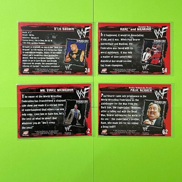 4 WWF 1998 Comic Images Superstarz Wrestling Trading Cards Vince McMahon Mankind - Picture 2 of 2